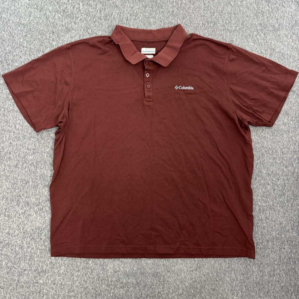 Columbia Polo Shirt Mens XXL Maroon Active Fit Short Sleeve Casual Logo